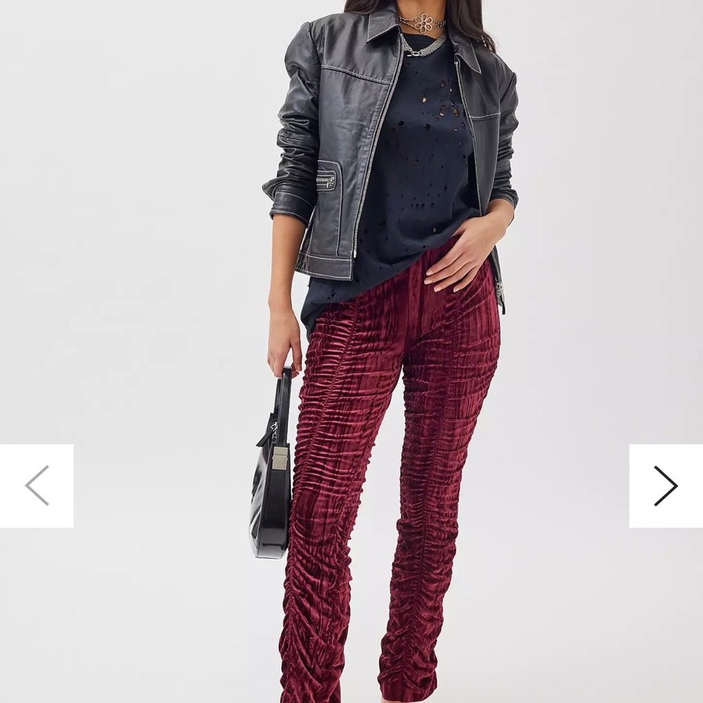 Ruched Velvet Pants, Size 12.